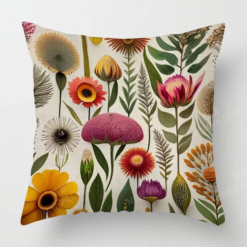 Scandinavian Plant Print Pillow Cover Living Room Sofa Cushion Cover Modern Simple Ins Style Home Decoration 40x40cm