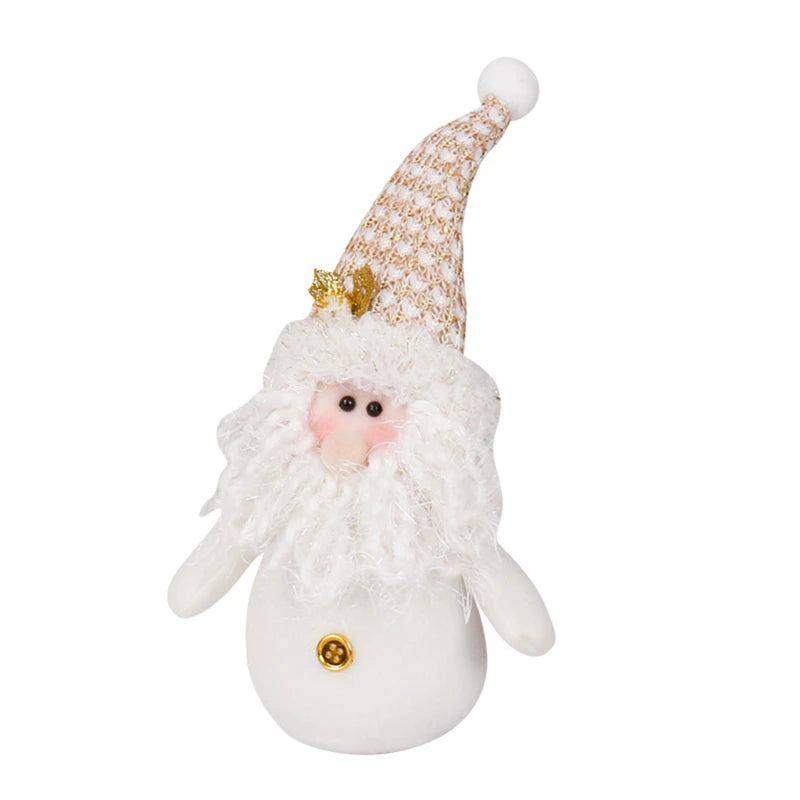 Christmas Plush Doll Ornaments White Santa Claus Snowman Xmas Tree Drop Ornaments Decoration For Home Xmas Party Kids Gifts