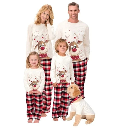 Pyjama de Noël Familial Cerf - Ensemble 2 Pièces Adulte et Enfant Assorti
