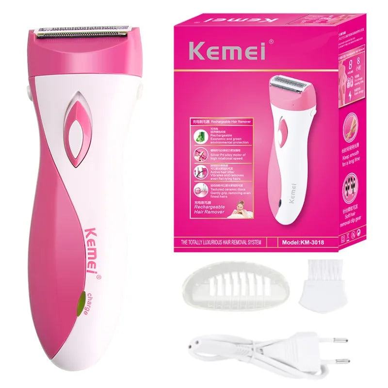 Rasoir Électrique Kemei KM-3018 EU - Épilateur Sans Douleur Rechargeable