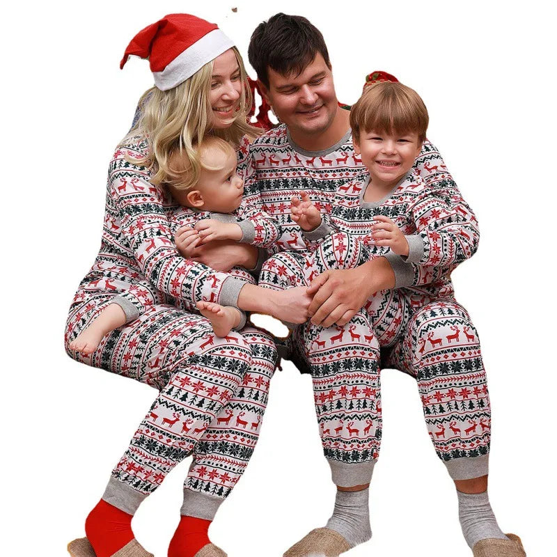 Pyjama de Noël Familial Cerf - Ensemble 2 Pièces Adulte et Enfant Assorti