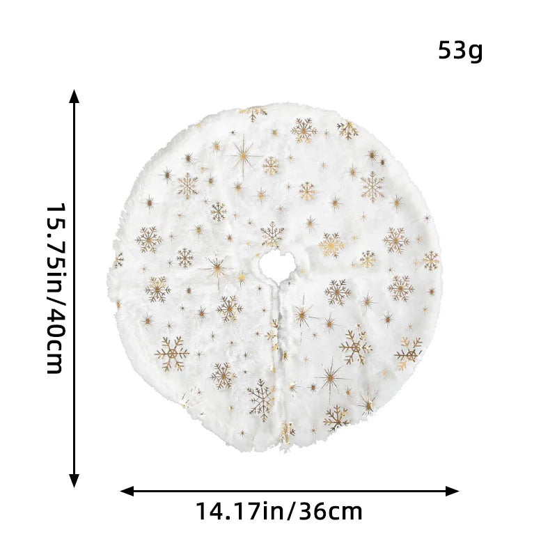 Petite Jupe de Sapin 15 Pouces - Peluche Blanche Fausse Fourrure avec Sequins