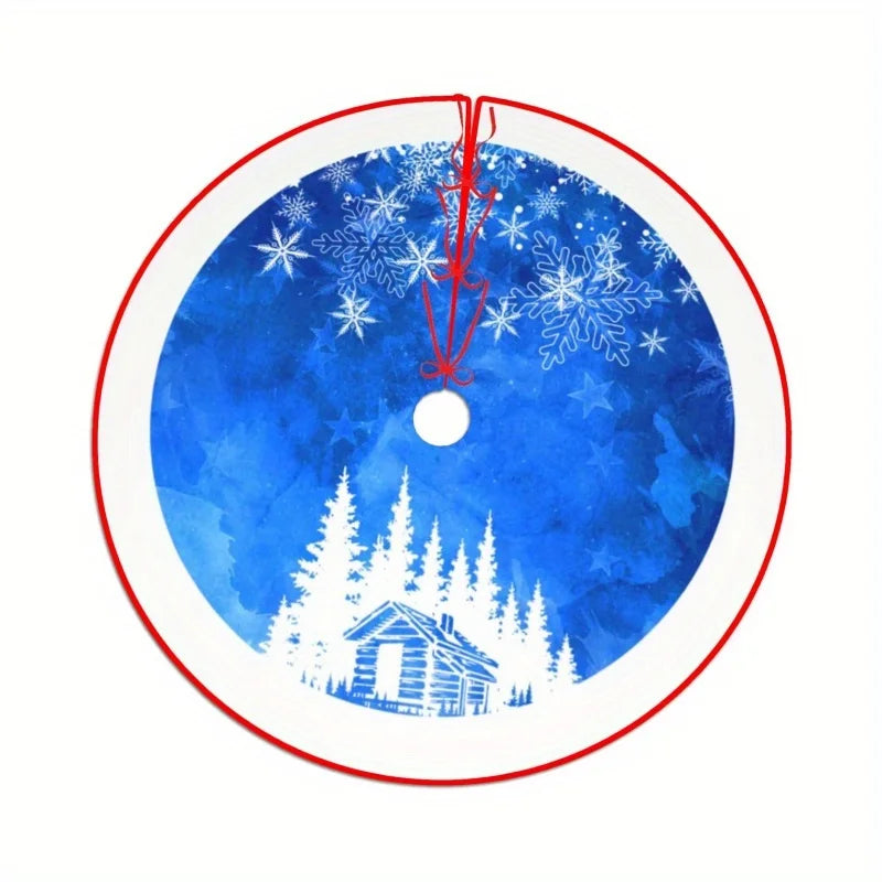 Jupe de Sapin VIKAMA 80cm - Design Flocons Bleus Élégant