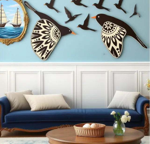 Décoration Murale Oiseau Volant en Bois - Art Mural Naturel