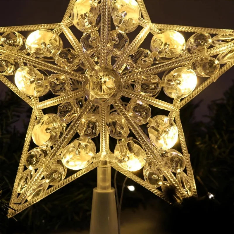 Étoile LED Lumineuse 15cm pour Sapin de Noël - Blanc Chaud - Décoration Festive