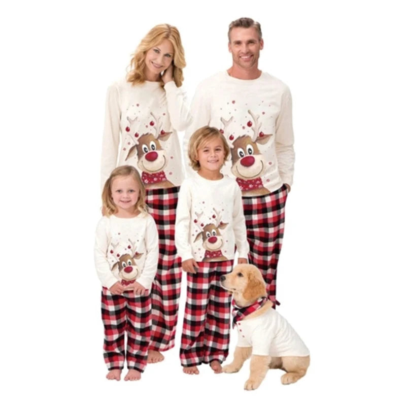 Pyjama de Noël Familial Cerf - Ensemble 2 Pièces Adulte et Enfant Assorti