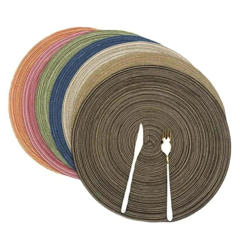 Round Braided Placemats,Washable Round Placemats for Kitchen Table 15 inch Round Table Mat for Dining Tables Holiday Party Decor