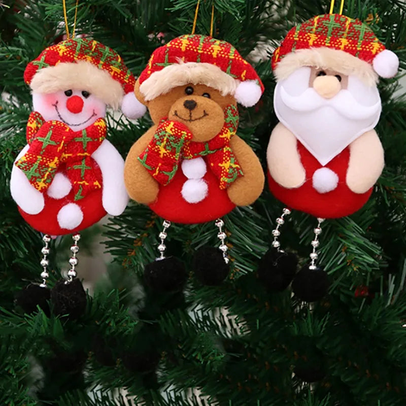 Christmas Plush Doll Ornaments White Santa Claus Snowman Xmas Tree Drop Ornaments Decoration For Home Xmas Party Kids Gifts